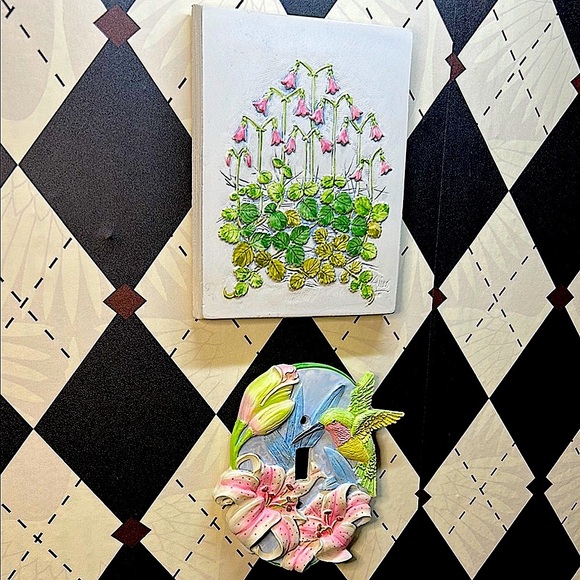 Vintage Light Switch Plate 3D Hummingbird + Collectible Joe Gantofta Tile - Picture 16 of 16